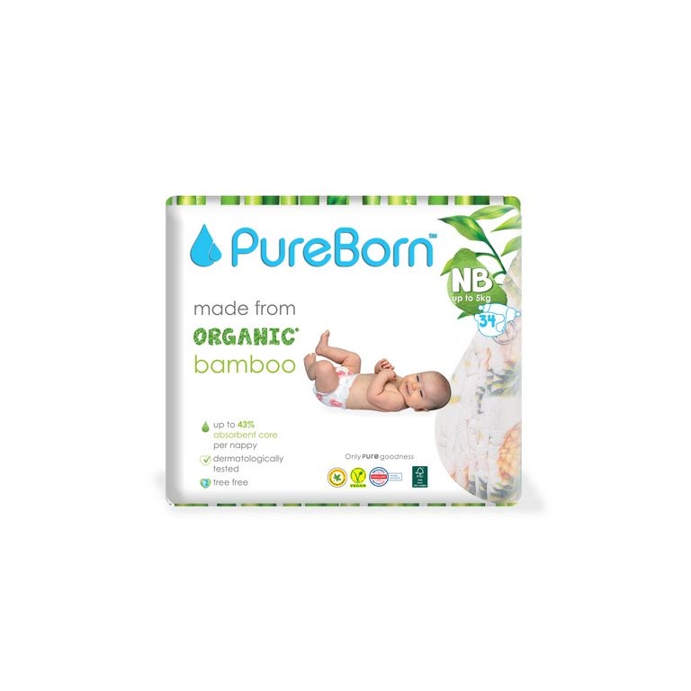 PUREBORN PAÑALES T1 0-4,5KG 34u.